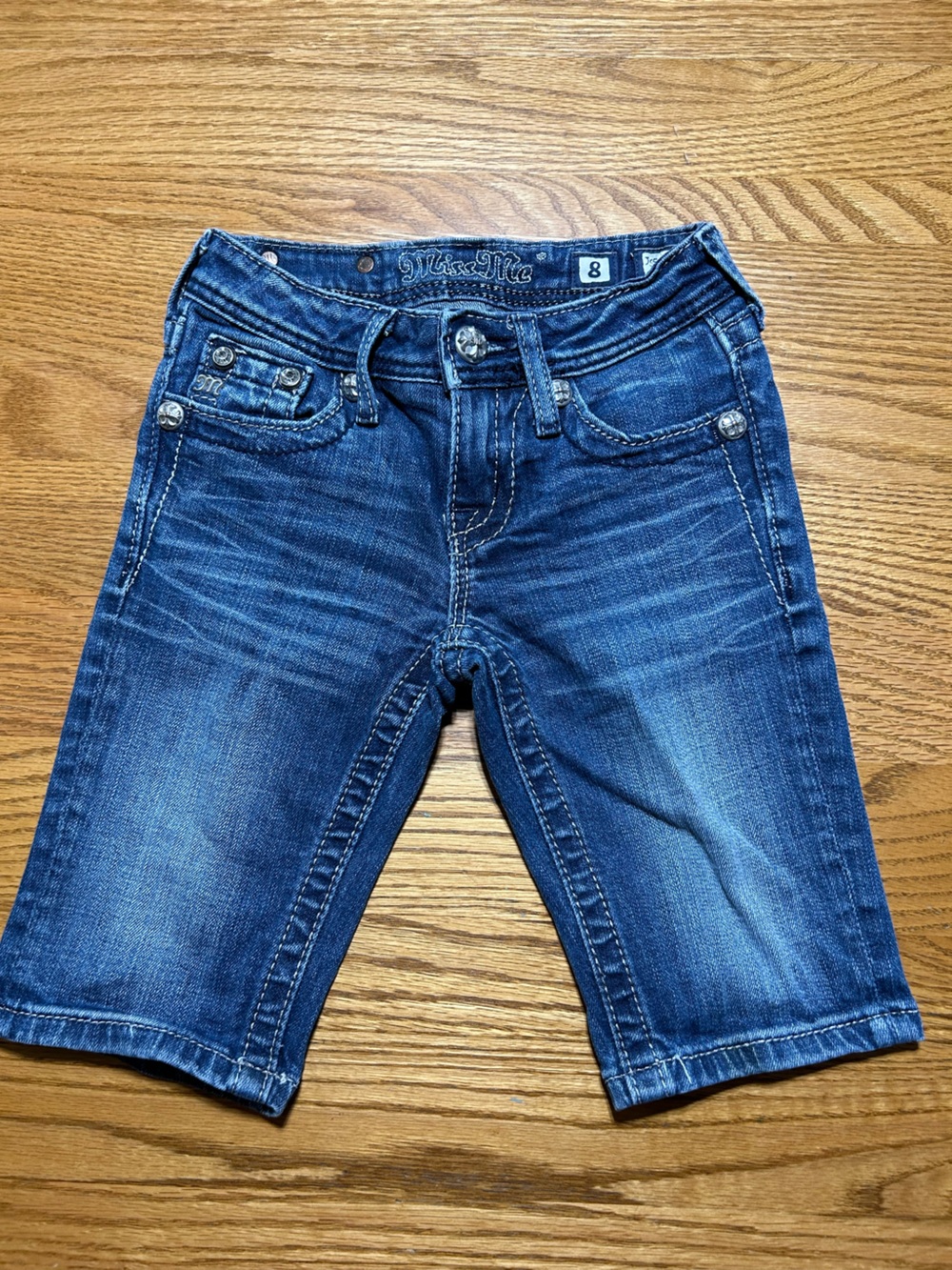 Miss Me Girls Blue Denim Bermuda Shorts Size 8